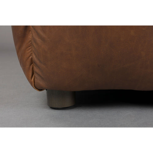 Dutchbone Hackman Hocker Leer Chocolade Bruin - vtwonen shop