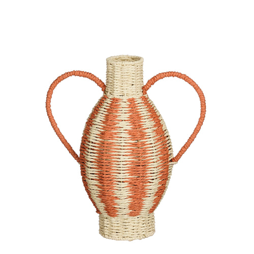 Mica Decorations Decoratieve Vaas - Bloemenvaas 38 x Ø21 cm - Woondecoratie Bloemvaas voor Binnen - Papier, IJzer - Lichtgeel, Oranje