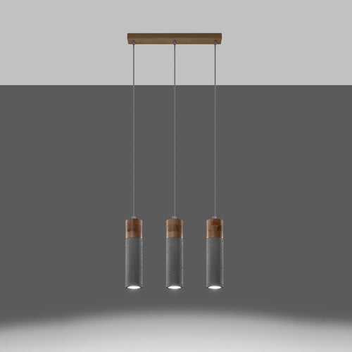 Sollux Lighting Hanglamp ZANE 3 grijs - 45x6x120cm
