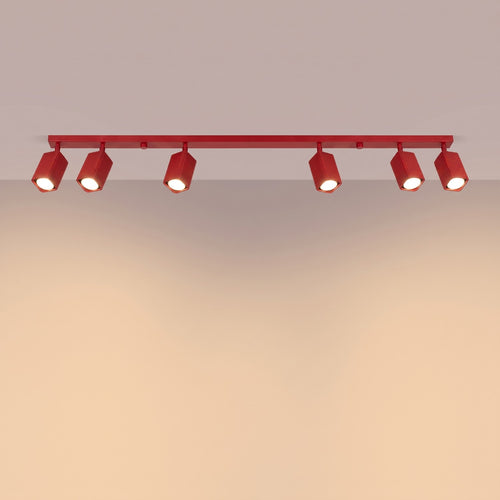 Sollux Lighting Plafondlamp RAYO 6L rood - 117x6x16,5cm