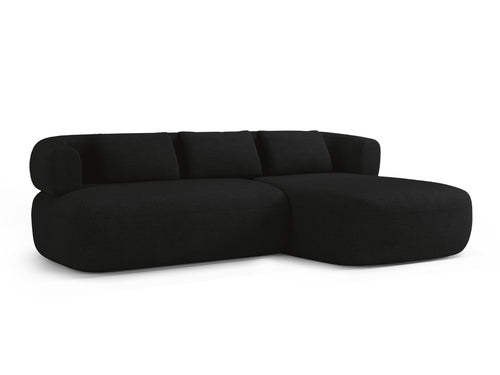 Micadoni rechter hoekbank Jenny 5-zits, boucle zwart - 145x225x73cm
