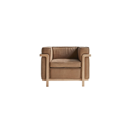 Tikamoon Fauteuil van massief eikenhout en Cheyenne leer - Bruin