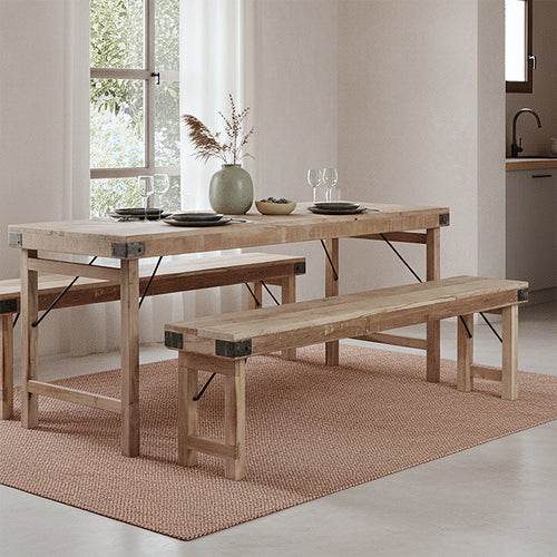 Raw materials eetkamerbank Limewash - inklapbaar - 160 cm - vtwonen shop