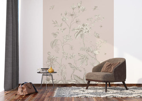 Sanders & Sanders fotobehang bloemmotief beige - 270 x 225 cm - 601200