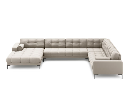 Cosmopolitan Design Panoramische hoekbank rechts Bali 7-zits, structurele stof, beige - 256x327x75cm