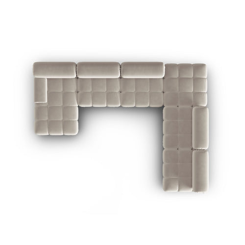 Cosmopolitan Design - Modulaire panoramische hoekbank rechts Cortina 7-zits, flueel donkerbeige - 282x376x70cm