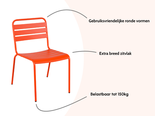 MaximaVida metalen tuinstoel Max XXL oranje - doos per 2 stuks - vtwonen shop
