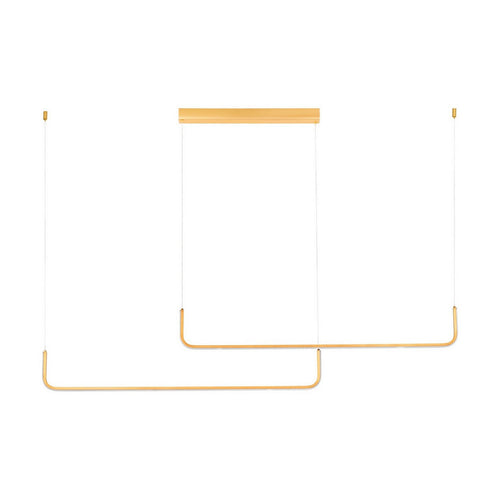 Nova Luce STRITA Hanglamp voor in de vorm van een bar, messing goud, Triac dimbaar, LED, 40W, 2856lm, 3000K