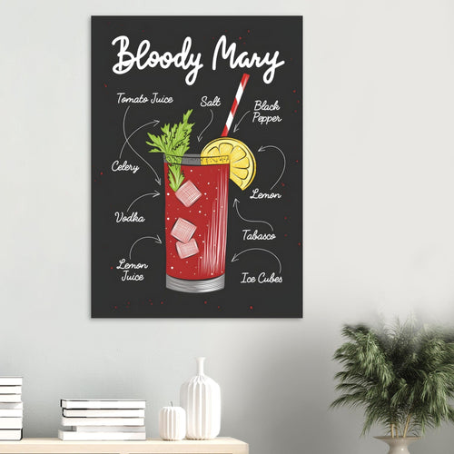 Artfulprints  Bloody Mary cocktail – Illustratie   poster A4 21x29.7 cm