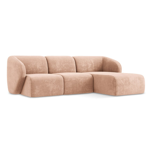 LaMiaSofa hoekbank rechts Cervo - chenille stof - perzik - 248x166x90