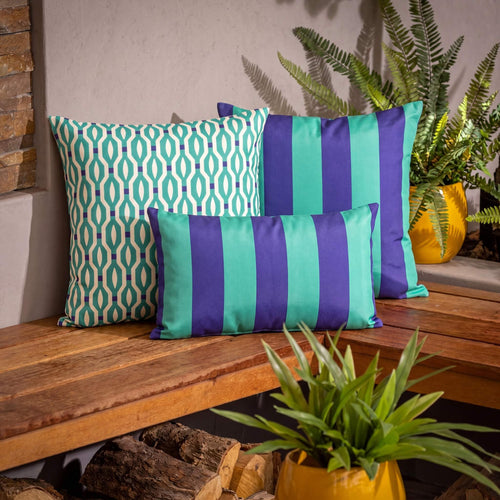 KUSSENSET - 3-delig - Rocket - 45x45 cm, 30x50 cm - inclusief binnenkussens - groen, blauw
