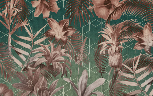 Komar fotobehang bloemen oudroze en groen - 400 x 250 cm - 611225 - vtwonen shop