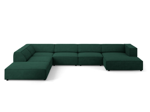 Cosmopolitan Design Panoramische hoekbank links Arendal 7-zits, chenille met ribbeleffect, flessengroen - 262x364x70cm