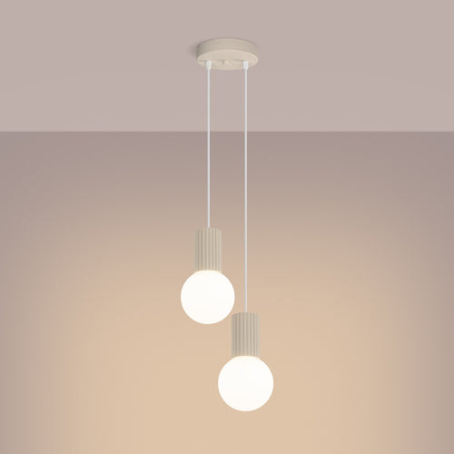 Sollux Lighting Hanglamp HALO 2P beige - 15x15x120cm