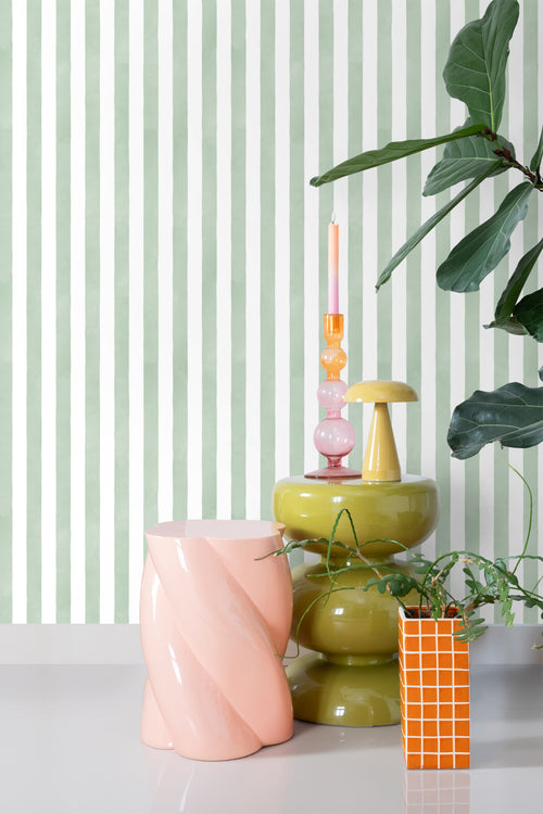 ESTAhome behang strepen groen en wit - 53 cm x 10.05 m - 131303 - vtwonen shop