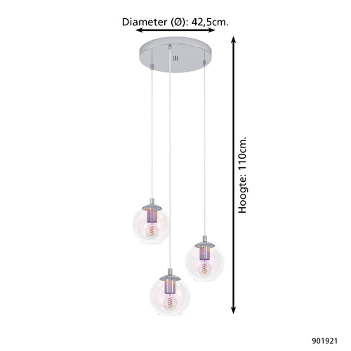 EGLO hanglamp Ariscani 2 - ø 42,5 cm - gekleurd glas - chroom