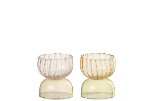 J-Line kaarshouder Halve Ballen - glas - mix - 2 stuks