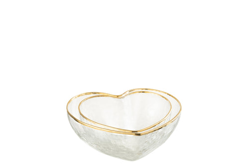 J-Line kom Hart - glas - goud/transparant - 2 stuks