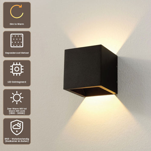 Artdelight Wandlamp Cube - Zwart - Dim To Warm