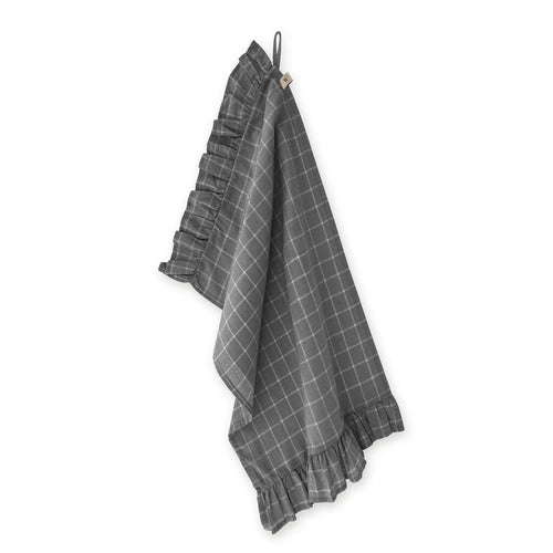 Walra - Keukenset Lovely Linen Ruffles - 3x 50x70 cm - Antraciet