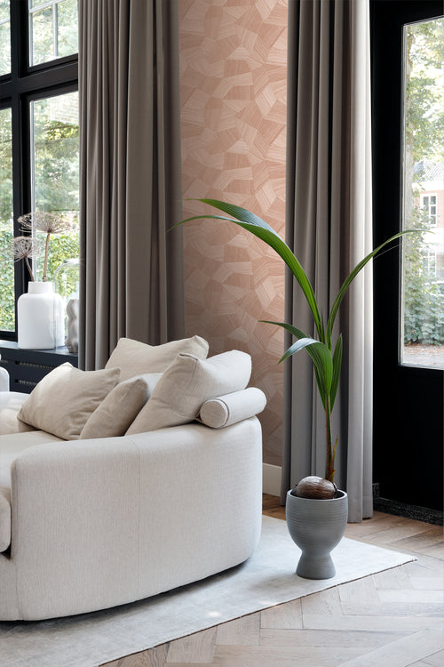 Origin Wallcoverings behang grafisch 3D motief terracotta roze - 53 cm x 10.05 m - 348040 - vtwonen shop