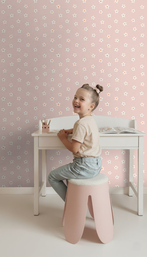 ESTAhome behang madeliefjes roze - 53 cm x 10.05 m - 131113