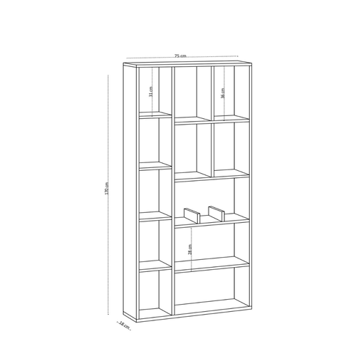 Calicosy - DEMIOS Boekenkast Woonkamer - Hout - 18x75x170 cm