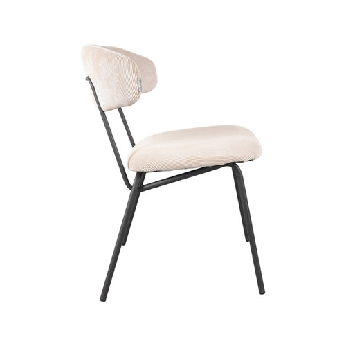 LABEL51 Eetkamerstoel Zack - Naturel Ribstof - Zithoogte 48cm - Set van 2