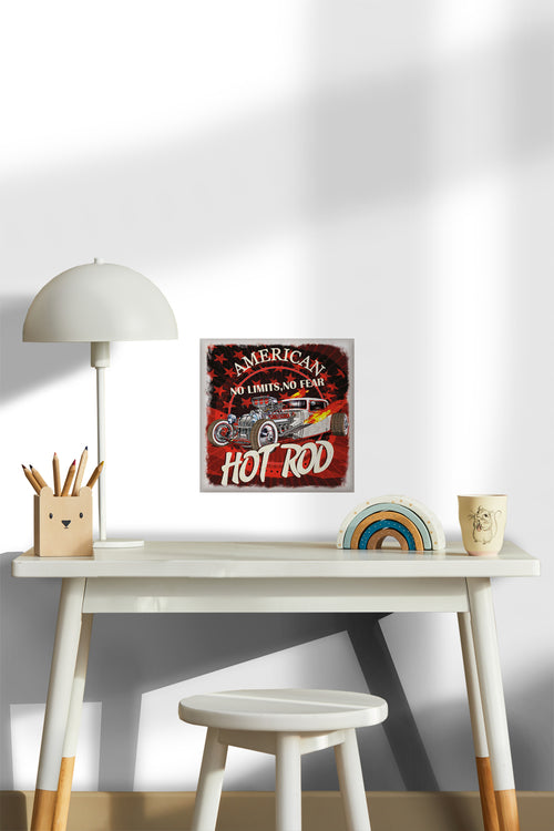 Sanders & Sanders muursticker vintage auto rood en zwart - 30 x 30 cm - 600333