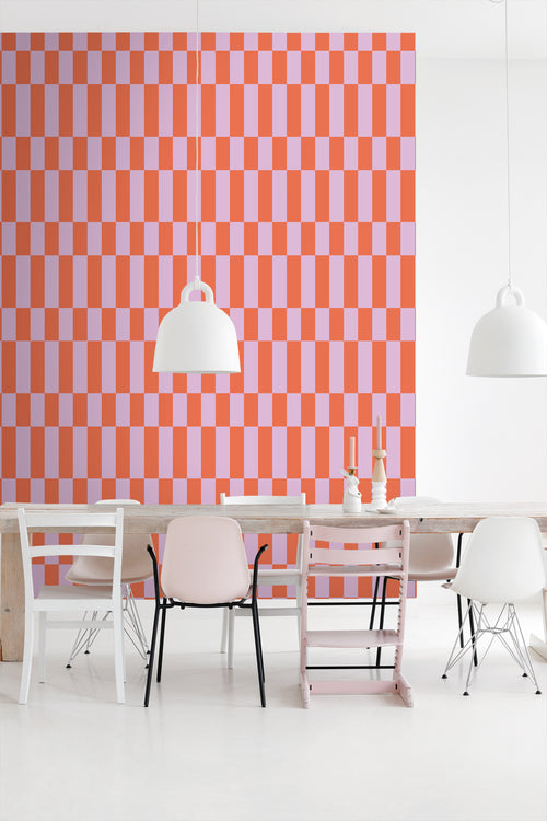 ESTAhome behang streep lila paars en koraal rood - 50 x 900 cm - 130920 - vtwonen shop