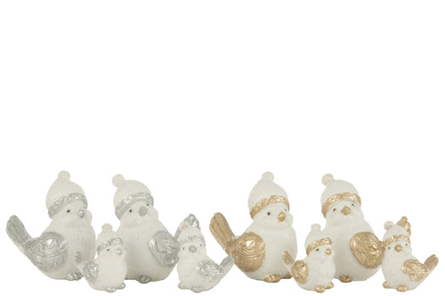 J-Line figuur Vogels Hoed - polyresin - zilver/goud - large - 4 stuks - vtwonen shop