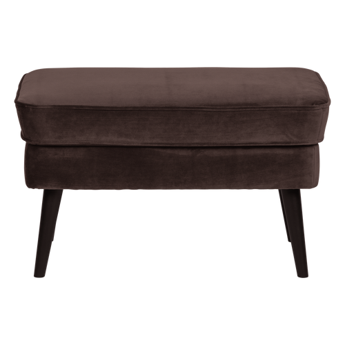 WOOOD hocker Rocco - Velvet - Donkerbruin - 47x77x51