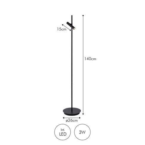Atmooz vloerlamp Statement - zwart - 30 x 26 x H 140 cm - geïntegreerde led