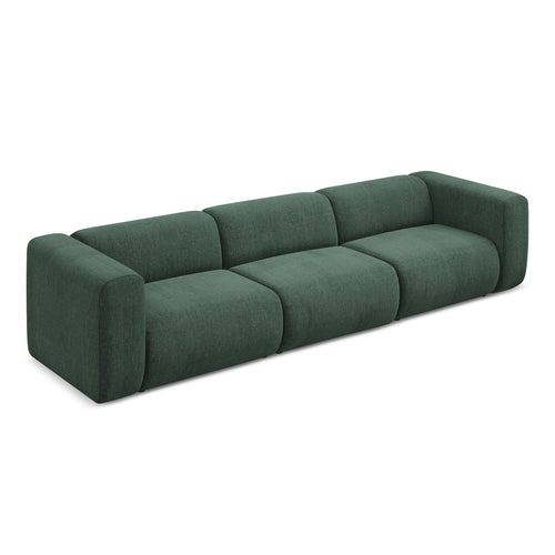 LaMiaSofa 4-zits bank Bari - chenille stof - groente - 319x89x70