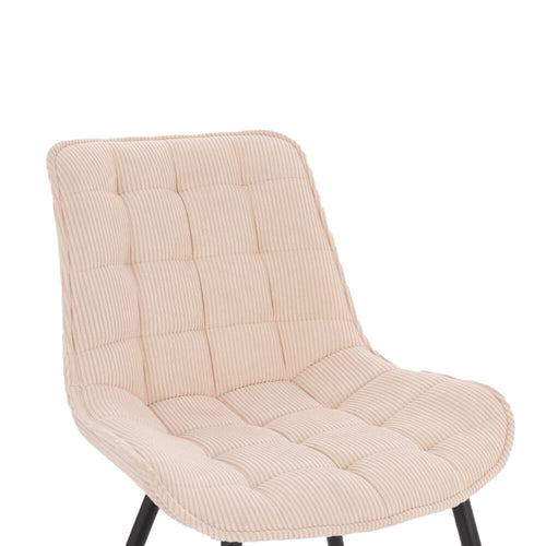Home Deluxe gestoffeerde stoel IKALO Cord Cream Aantal: 6 - vtwonen shop