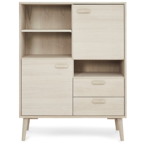 Furnhouse open kast Porto - Witte olie - MDF, Eikenfineer - 40x100x130