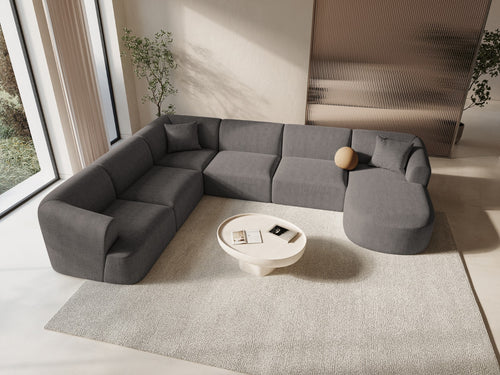 Cosmopolitan Design Modulaire panoramische hoekbank links Campi 7-zits, structurele stof grijs - 255x330x70cm