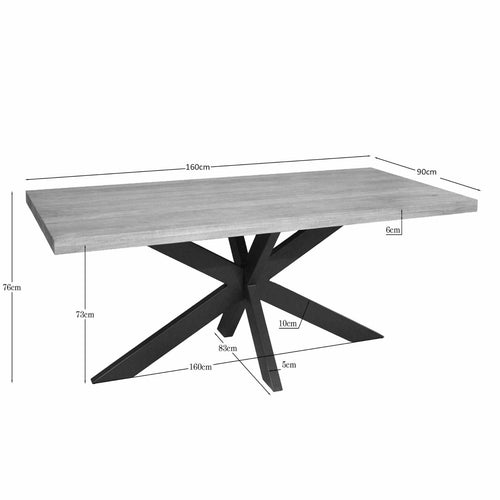 Starfurn Eettafel Dakota - Rechthoekig Naturel Hout - 160x90x76cm