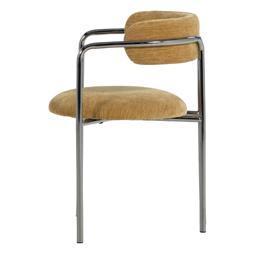WOOOD eetkamerstoel Cuby - Chroom Stof - Lichtgeel - Set Van 2 - 80x68x55