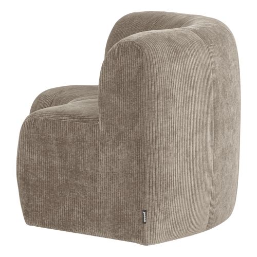 WOOOD eetbank halfronde hoek rugleuning Mojo Base - Rib - D.zand - 83x152x76