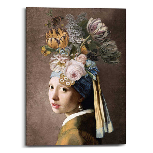 Reinders Girl Flowers schilderij -  meerkleurig/multi color - woonkamer - 70x50cm