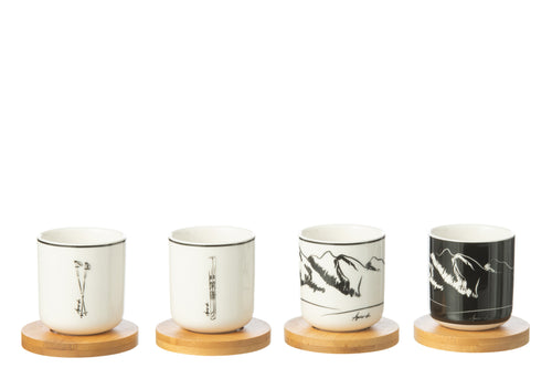 J-Line kopje + schoteltje -  bamboe/keramiek - rood - giftbox van 4 - vtwonen shop