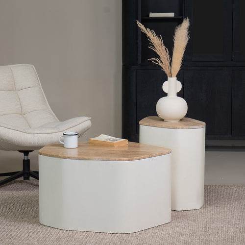 Giga Meubel Salontafel Cersei - Organisch - Travertin - 76cm