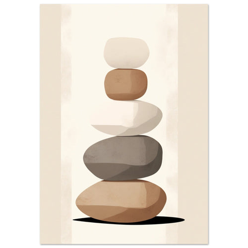 Artfulprints Poster met Lijst Stacked stones   - 70x100 cm - Taupe