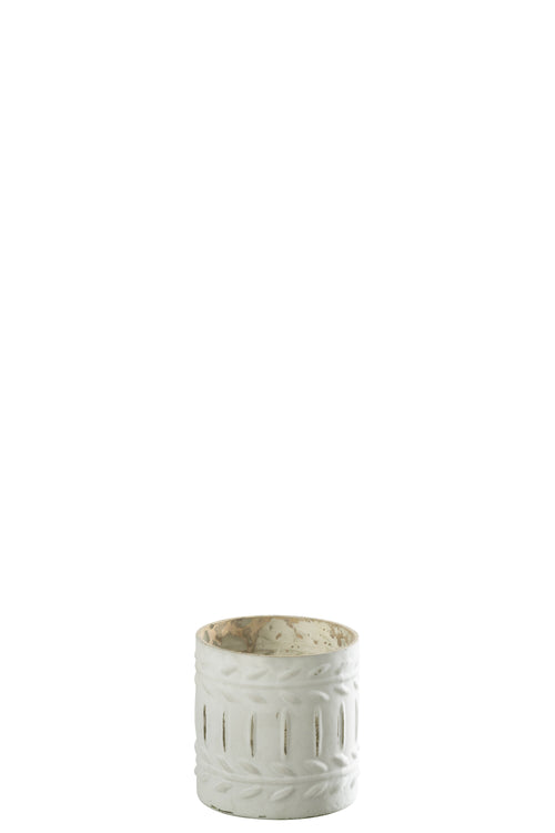 J-Line windlicht Ezy - glas - wit - small - 2 stuks