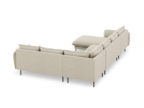 Cosmopolitan Design Panoramische hoekbank rechts Vienna 7-zits, structurele stof, beige - 235x330x95cm