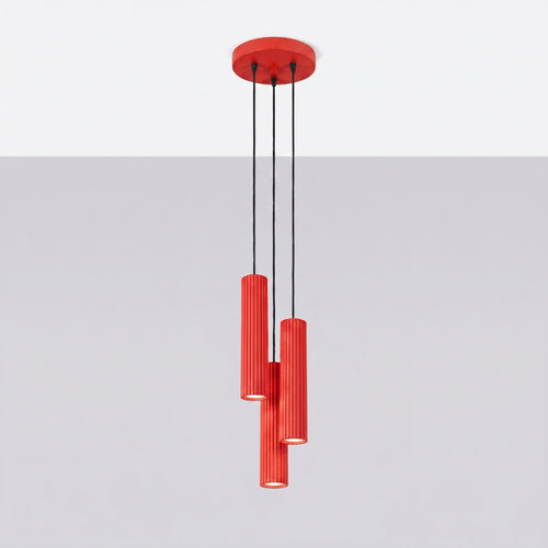 Sollux Lighting Hanglamp KARBON 3P rood - 19,5x19,5x108cm