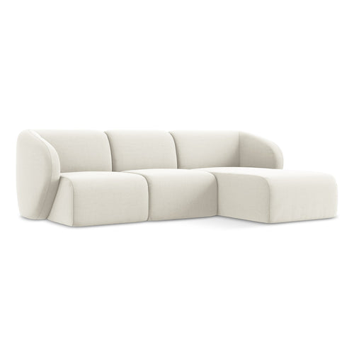 LaMiaSofa hoekbank rechts Cervo - velours - lichtbeige - 248x166x75