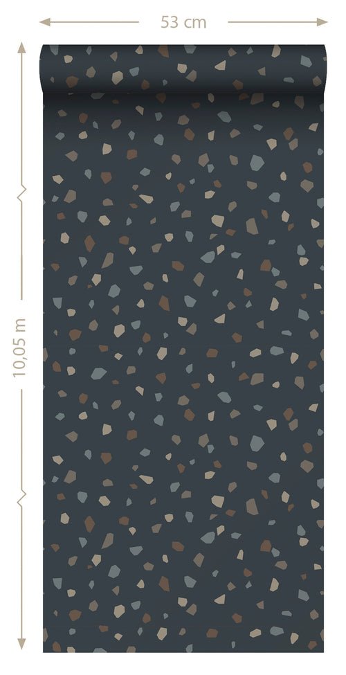 ESTAhome behang terrazzo donkerblauw - 50 x 900 cm - 139828 - vtwonen shop