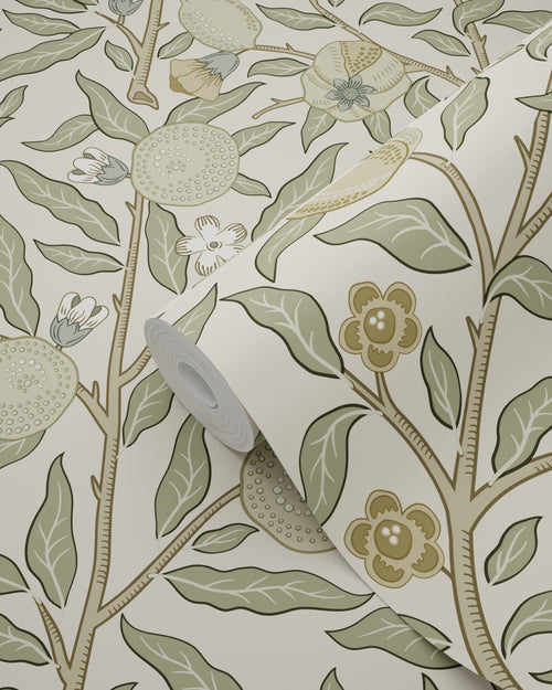 ESTAhome behang exotisch fruit en bladeren olijfgroen - 50 x 900 cm - 131168 - vtwonen shop